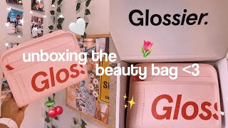 glossier beauty bag review amp unboxing  filling it up with makeup [upl. by Wayland]