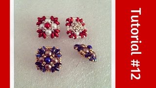 TUTORIAL PERLINE 12  Orecchini Alexandra a lobo perno incastonato Beading tutorial [upl. by Amein]