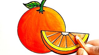 Orange Drawing  How To Draw Orange Easy Step By Step  Orange 🍊 Fruit Drawing [upl. by Ikcaj]