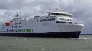 Scandlines Hybrid Ferry Berlin arrived RostockWarnemuende 6 Juli 2016 [upl. by Ikik]