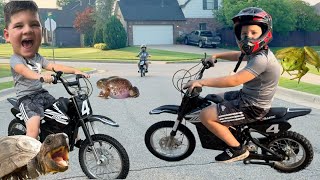 DiRT BIKE RIDING ADVENTURE with CALEB and MOM dirt bikes Kids Bug Hunt amp FROGS [upl. by Kahle]