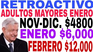 🚨RETROACTIVO 2024 🙏4800 6000 Y 12000 PENSIÓN ADULTOS MAYORES ENERO FEBRERO TARJETA BIENESTAR [upl. by Eldnar]