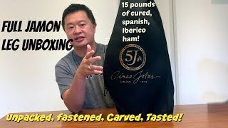 Jamon Full Leg Unboxing Carving and Tasting  Cinco Jotas Spanish Ham [upl. by Reinhardt]