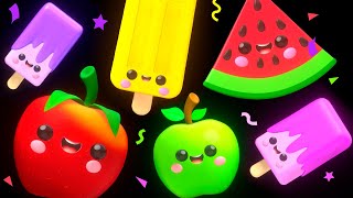 BABY FRUIT DANCING with Ice Cream 🍎🍊🍋‍🍏🍇 Sensory Video 🍨😍🍭😋 [upl. by Katusha]