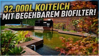 32000 Liter Koiteich mit Trommel und IBC Filter [upl. by Ecitnerp916]