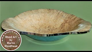 Woodturning  Blue bowl spalted sycamore end grain [upl. by Kiyohara]