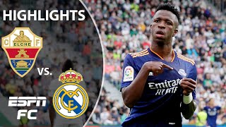 Vinicius Jr’s double powers Real Madrid past 10man Elche  LaLiga Highlights  ESPN FC [upl. by Calista]