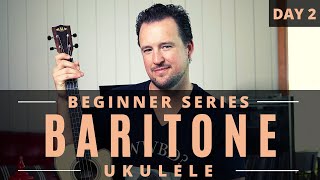 Baritone Ukulele Beginner Series  Day 2  Tutorial  Chords  Play Along [upl. by Thant]