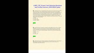 AAPC CPC EXAM CODE SELECTION QUESTIONS AND VERIFIED ANSWERS 2023 2024 UPDATE [upl. by Amehr]