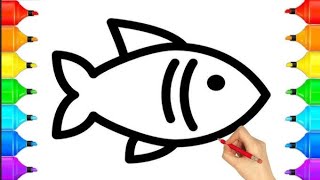 How To Draw A Fish  Easy Simple Drawing Painting Coloring For Kids amp Toddlers  Its My Magic Art [upl. by Sheri]