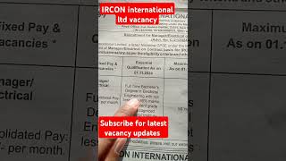 IRCON international Ltd vacancy vacanciesvacancy trending youtubeshort ytshorts trend [upl. by Eelaroc]