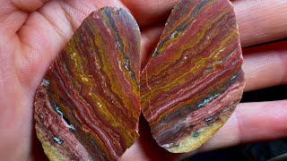 Polishing a piece of banded rhyolite from the Bay of fundy Nova Scotia [upl. by Rolat]