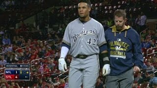 MILSTL Gomez leaves game with injury in the 9th [upl. by Krispin]