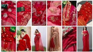 Red saree blouse designs for karwa chauth 2024इस बार करवा चौथ में पहनें लाल साड़ी की लेटेस्ट डिजाइन [upl. by Osanna]