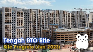 Tengah BTO Site Construction Progress Jun 2023  Plantation Parc Garden etc  4K [upl. by Araccat]