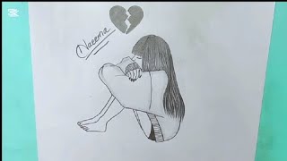 how to draw a sad 😢 girl sketch  for beginners  step by step  by artist Naeema [upl. by Dunkin920]