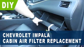 Chevrolet Impala Cabin Air Filter Replacement  2014 2015 2016 2017 2018 2019 2020 [upl. by Aerdnuahs]