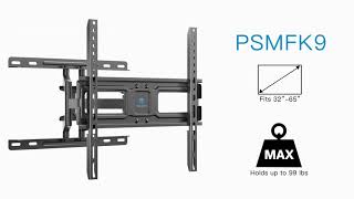 How to Install PERLESMITH PSMFK9 FullMotion TV Wall Mount for 32 to 65 Inch TVs [upl. by Neetsuj]