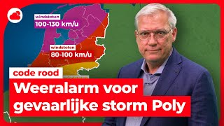 Extra weerbericht zeer zware storm Poly trekt over Nederland [upl. by Glinys493]