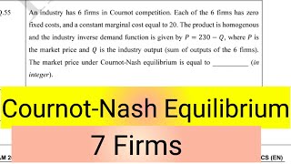 cournot Nash equilibrium in 7 firms [upl. by Oiratnom712]