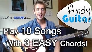 How to play G C and D chords  Play 10 guitar songs with three chords  Beginner Guitar Lesson [upl. by Rebba]