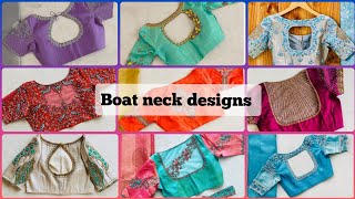 🤩Boat neck blouse designs💜 simple amp trendy blouse designs✨ [upl. by Arze185]