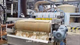 vacuum belt filter dewatering Gypsum with press unit at incineration plant [upl. by Ahsemaj]