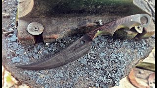 Making an camping knife from rusty rotary plow blade [upl. by Dnalevelc]