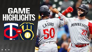 Twins vs Brewers Game Highlights 4324  MLB Highlights [upl. by Gena]