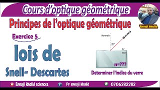 Calcul de lindice dun milieu par Lois de Snell Descartes [upl. by Seem97]