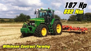 John Deere 7810 discing in the field and the 81L engine is screaming 150 Hp PTO  HD [upl. by Pliske]