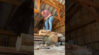 Sawing a plank with a Japanese Whaleback Saw handtools ireland woodwork whalebacksaw japanese [upl. by Ilenna]