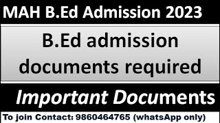 MAH B Ed admission documents required  B Ed admission Important documents for bed [upl. by Mcafee]