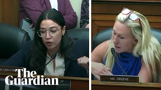 Marjorie Taylor Greene and Alexandria OcasioCortez clash in chaotic US House hearing [upl. by Goldman]