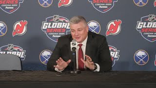 Coach Keefe on his new acquisition Kovechkin after Global Series Game 1 win [upl. by Kinna187]