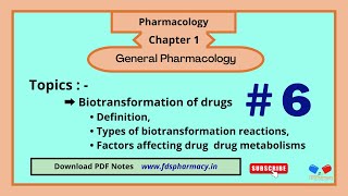 Biotransformation of Drugs L6  General Pharmacology CH  1  Pharmacology  DPharma 2nd Year [upl. by Aikel]