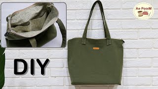 Fast amp Easy How to make zipper tote bag [upl. by Laerol]