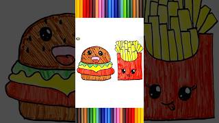 DIY Hamburger with fries drawing art video viralvideo viralshort colors easydrawing kids [upl. by Sarita]