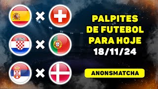 Palpite de futebol para hoje Espanha  Suíça Croácia  Portugal Sérvia  Dinamarca [upl. by Halueb]