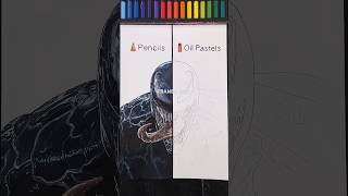 ASMR Drawing of Venom Pencils vs Oil Pastels colouring colouredpencil venom realisticdrawing [upl. by Aurelia]