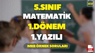 5 Sınıf Matematik 1Dönem 1Yazılı Soruları  Yeni Müfredat [upl. by Hein]