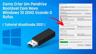 Como Criar Um PENDRIVE BOOTÁVEL Com ISO Do Windows 10 20H2 Usando O Rufus 313  Atualizado 2021 [upl. by Ariaic]