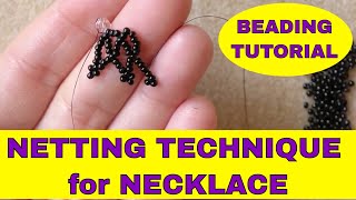 Beaded Netting Tutorial Seed Beads Necklace [upl. by Haodnanehs363]