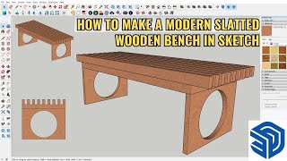 SKETCHUP FOR BEGINNER HOW TO MAKE A MODERN SLATTED WOODEN STOCK IN SKETCH [upl. by Aiotal]