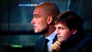 Messi hugs Pep guardiola after his 50th goal in la liga penalty HD [upl. by Anniken]