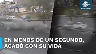 IMPACTANTE Captan momento exacto de choque de automovilista auto quedó destrozado [upl. by Ahsined]