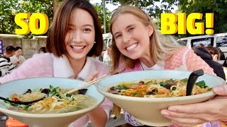 Worlds BIGGEST bowl of noodles And served in a carpark [upl. by Nedla]