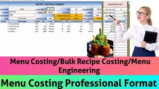 RECIPE COSTING PROFESSIONAL FORMAT in English [upl. by Tessil]