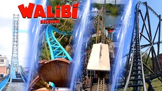 All Roller Coasters at Walibi Belgium  4K Onride POV [upl. by Dieter]