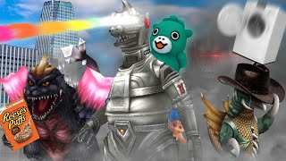 Godzilla Battle Line Mechagodzilla 1974 and Chibi Godzilla Meme Matches [upl. by Huoh]